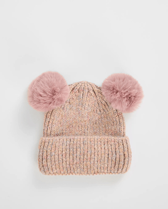 Metallic pom pom beanie
