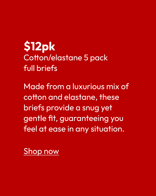 Cotton/elastane 5 pack full briefs