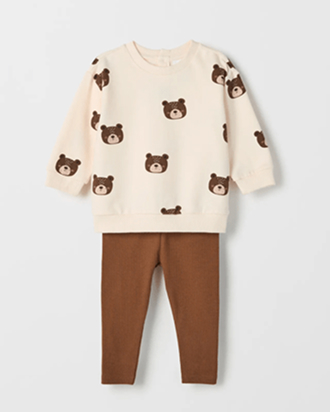 Baby organic cotton fleece top and rib leggings set*
