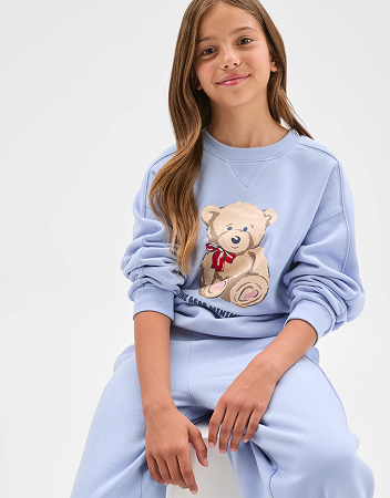 Australian Cotton Blend Long Sleeve Fleece Sweat Top - Brunnera Blue