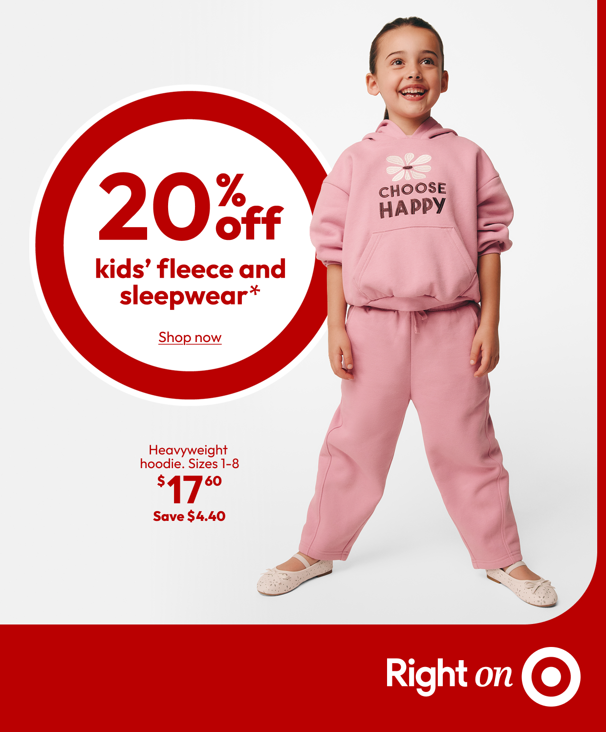 20% off kids’ fleece and sleepwear