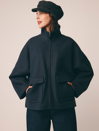 Brushed collar zip through jacket