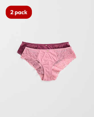 Lara 2 pack lace trim bikini briefs