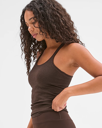 Active studio soft ribbed tank top with shelf bra