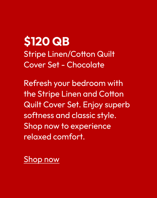 Stripe Linen/Cotton Quilt Cover Set - Chocolate