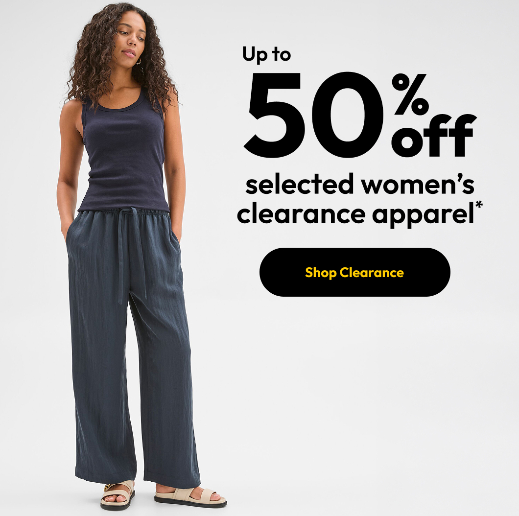 Up to 50% off selected women’s clearance apparel*