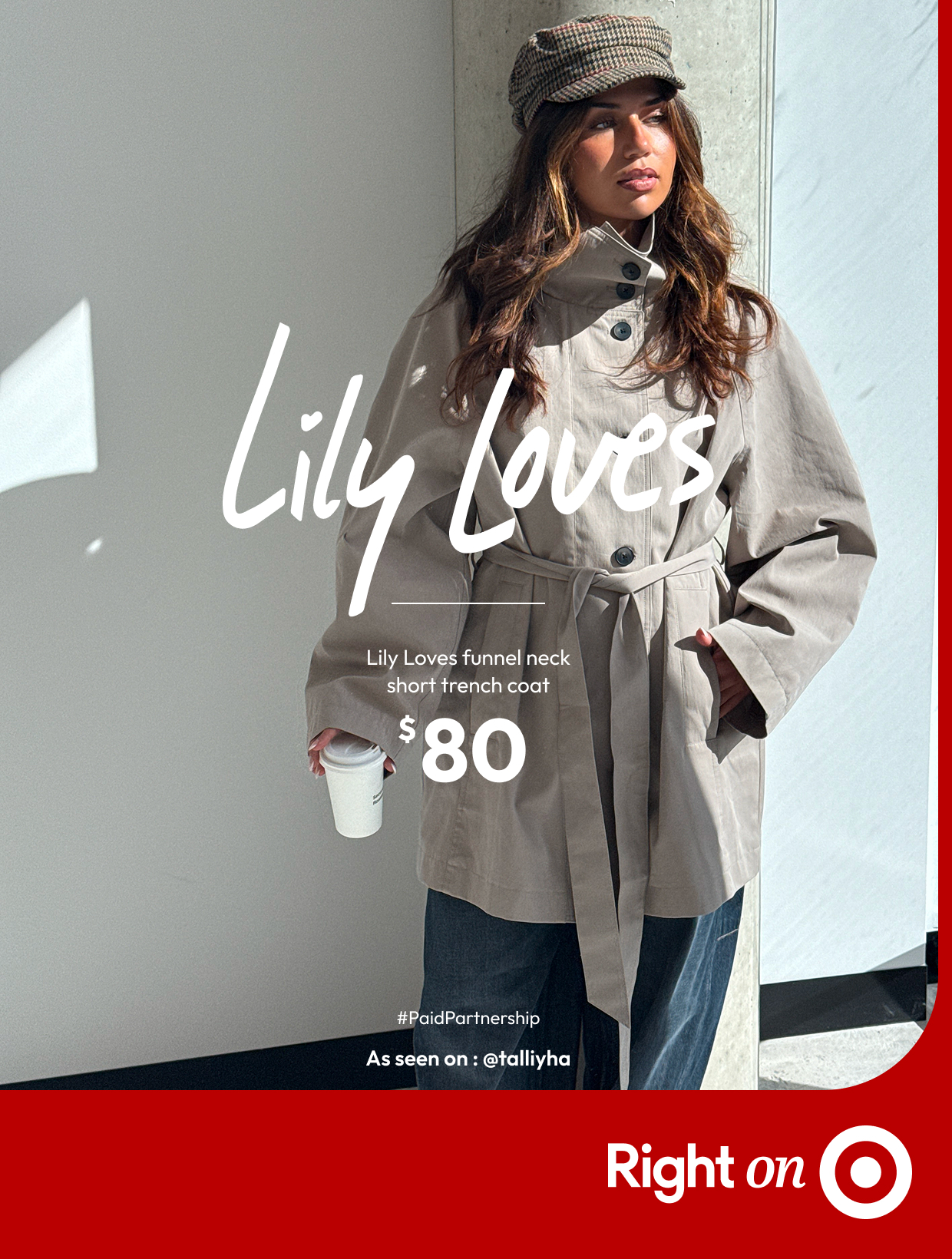 Lily Loves funnel neck short trench coat