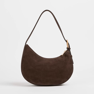 Premium suede leather halfmoon shoulder bag
