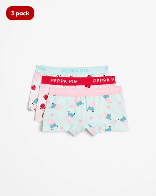 Peppa Pig Australian Cotton younger girls shortie 3 pack. Size 1-8