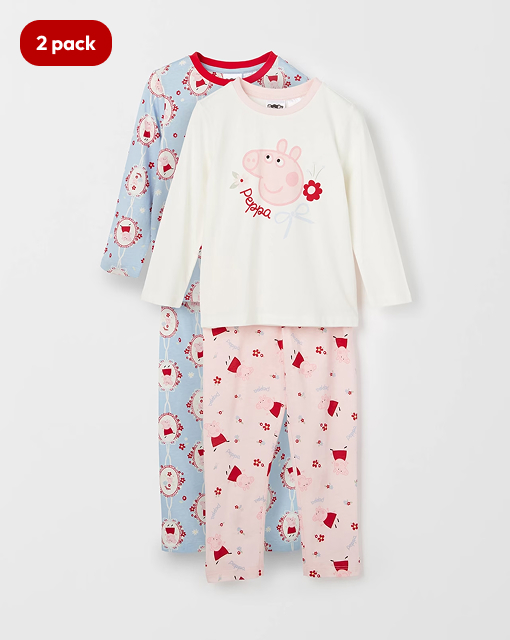 Peppa Pig Australian Cotton younger girls 2 pack PJ set. Size 1-7