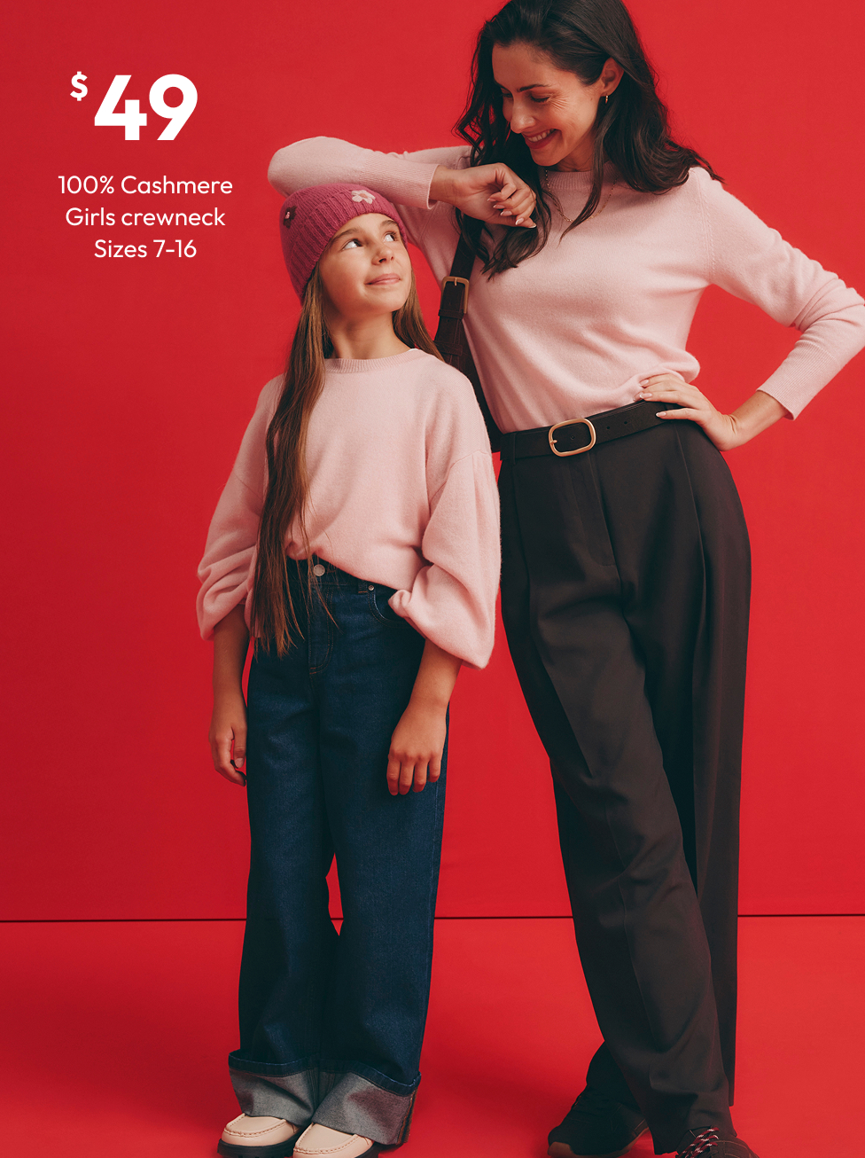 100% Cashmere Girls crewneck Sizes 7-16