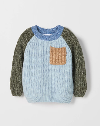 Colour block long sleeve knit top