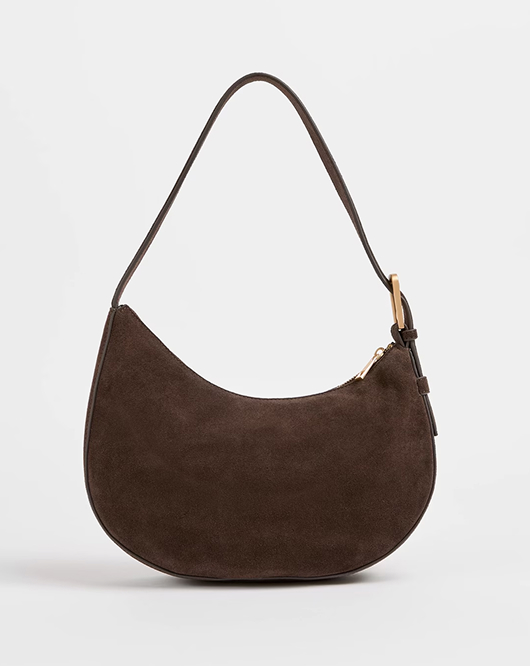 Premium suede leather halfmoon shoulder bag