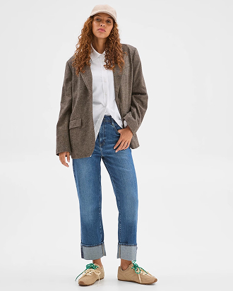 Straight leg 90's turn up denim jeans