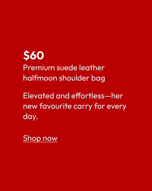 Premium suede leather halfmoon shoulder bag