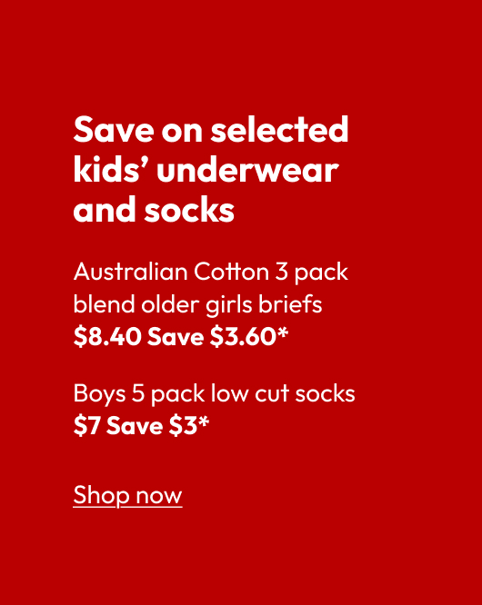 Save on selected kids’ underwear and socks