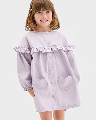 Denim long sleeve ruffle dress. Girls size 1-8