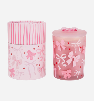 Anko pink glass bow candle