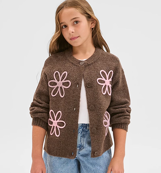 Button Through Boxy Knit Cardigan Sizes 7-16