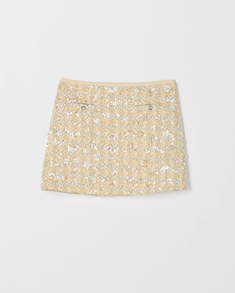 Sequin tweed skirt^