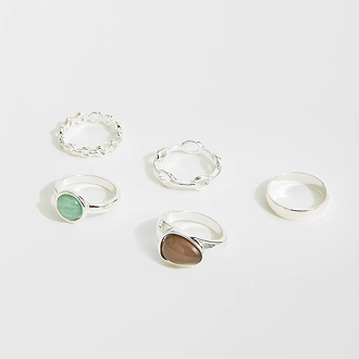 Gem statement ring set 5 pack