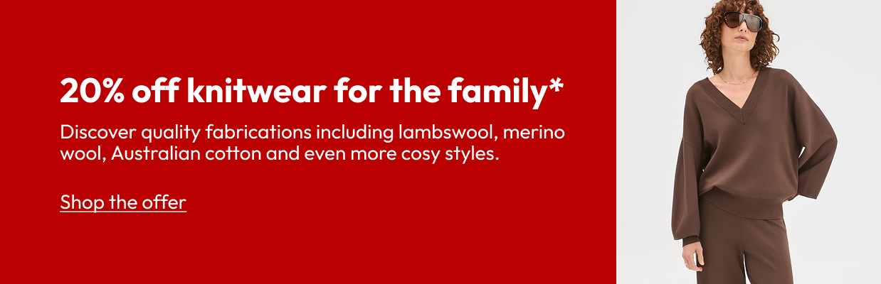 20% off knitwear for the family*