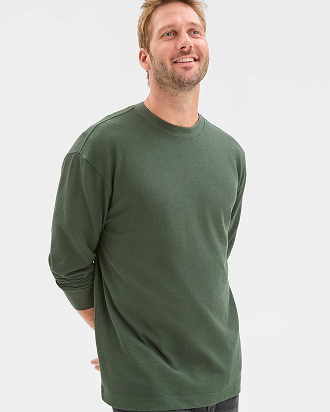 Australian Cotton blend long sleeve textured                            t-shirt^