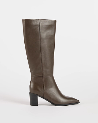 Rose genuine leather block heel long boot