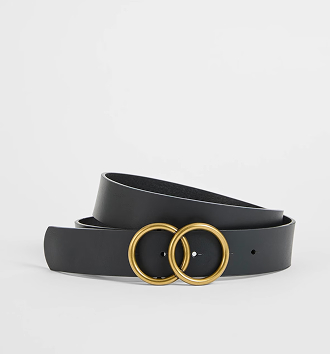 Genuine leather double circle belt