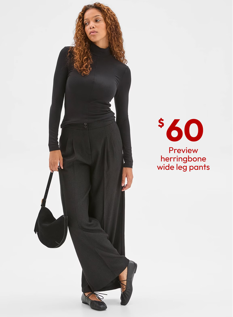 Preview herringbone wide leg pants