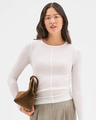 Preview long sleeve luxe layering crew neck knit top