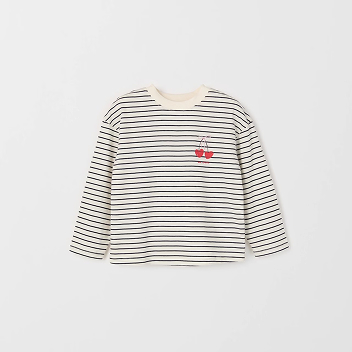 Australian Cotton Long Sleeve T-Shirt - Stripe AOP and Cherry Placement
