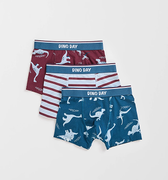 Boys size 1-8 Australian cotton 3 pack hang trunks