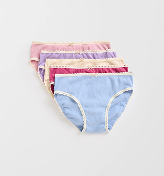 Girls size 1-16 Australian cotton 5 pack pointelle/rib briefs
