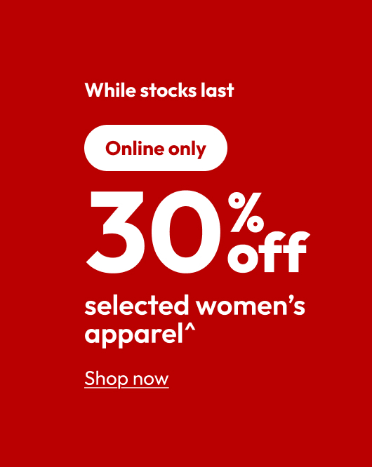 30% off selected women's apparel^