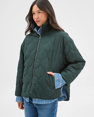 Quilted funnel neck jacket