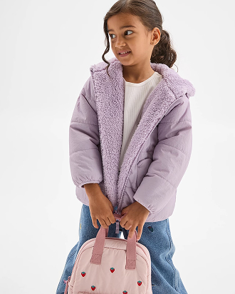 Girls 1-8 Reversible hooded puffer jacket