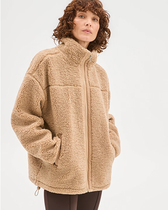 Relaxed sherpa zip through jacket