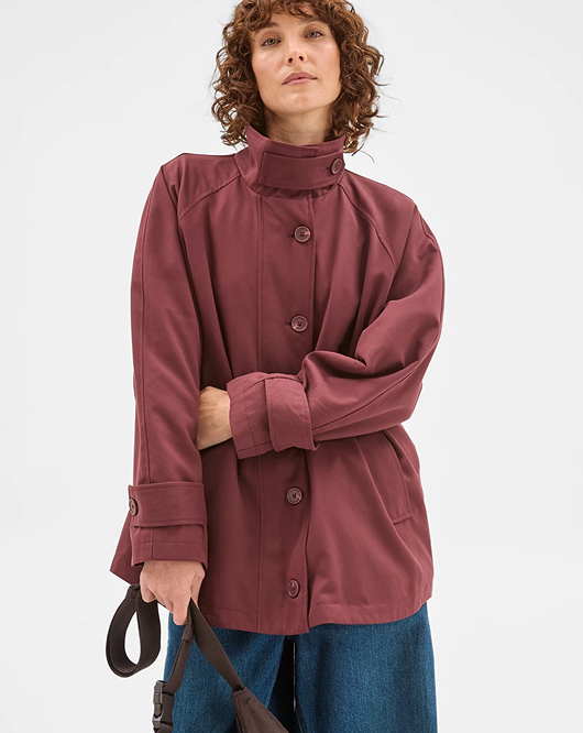 Longline funnel neck coat