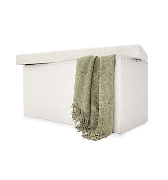 Linen look storage ottoman