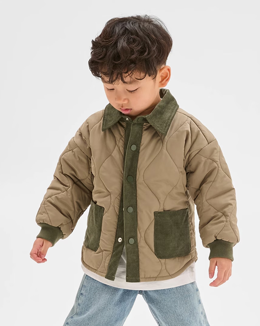 Quilted puffer collar jacket