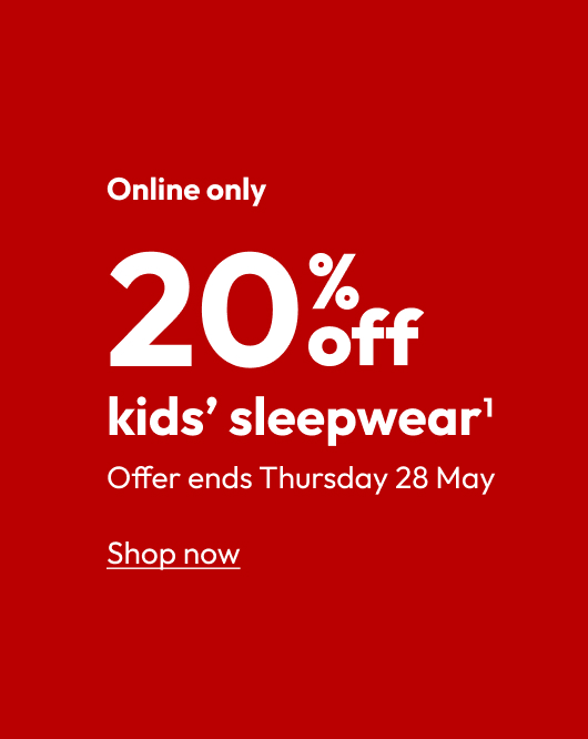 20% off kids’ sleepwear