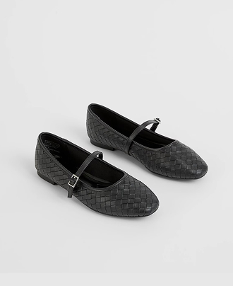 Black weave ballet flat