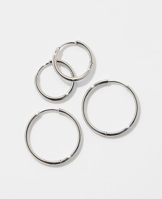 2pk waterproof fine hoop earrings set