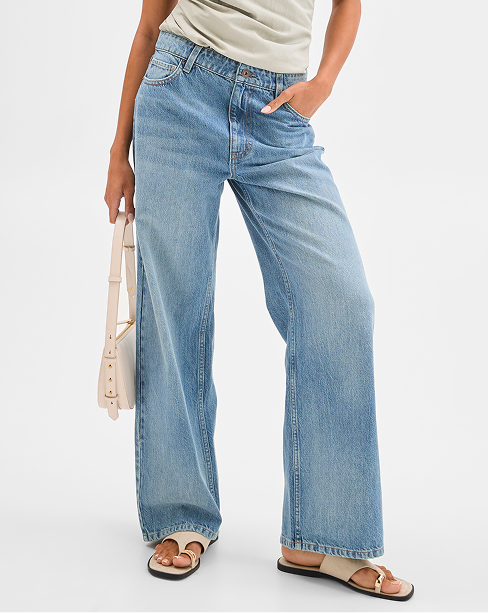 Lily Loves denim mid rise baggy leg jeans