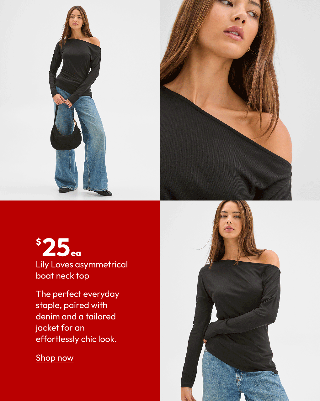 Lily Loves asymmetrical boat neck top