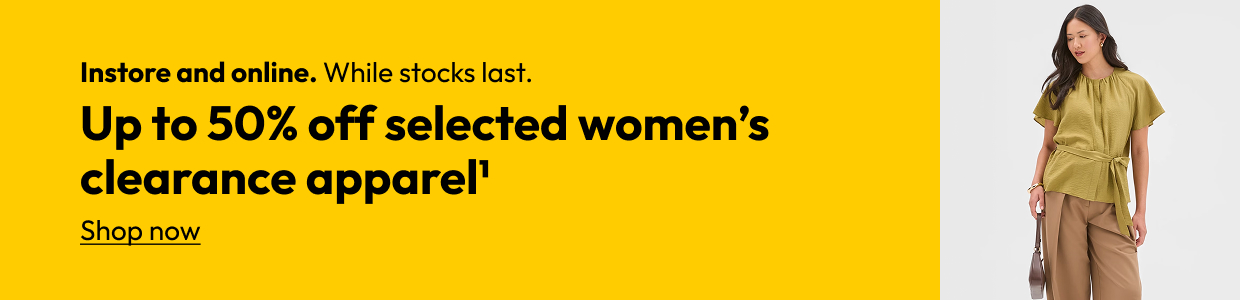 Up to 50% off selected women’s clearance apparel