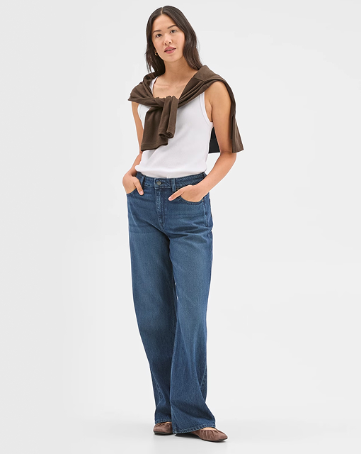 Wide leg loose fit denim jeans