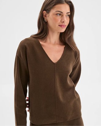 Petites Australian Cotton blend polished v-neck jumper