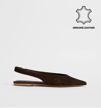 Genuine suede leather high vamp ballet flat